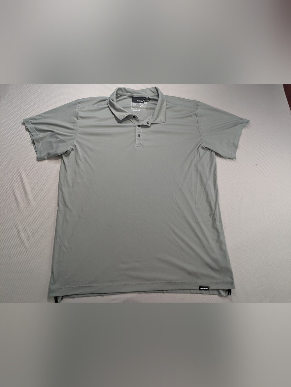TRUEWERK Tech Polo Shirts Men's 2XL Grey Short Sleeve Snap Button